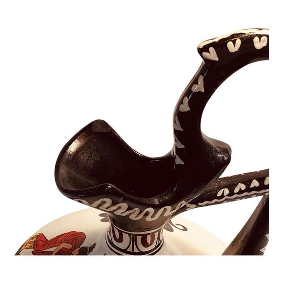 Greece Terra Cotta Hand Painted Ewer Vase Nude Man Angel 7.75” **READ** - Picture 10 of 10